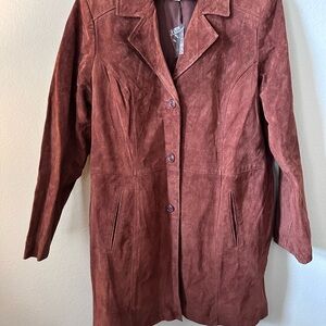 Elegant Women's Suede Jacket in Deep Brown 1X
